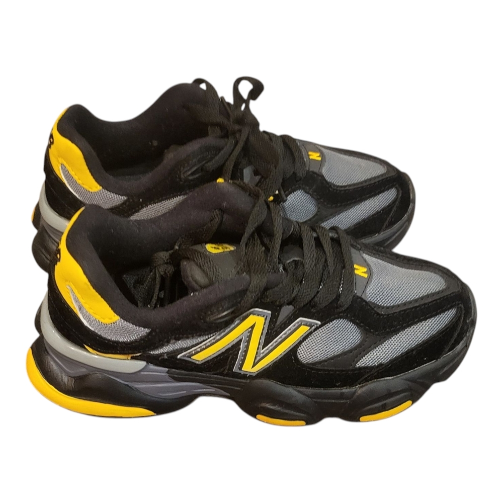 New Balance Kids Black Gray and Yellow Sneakers
